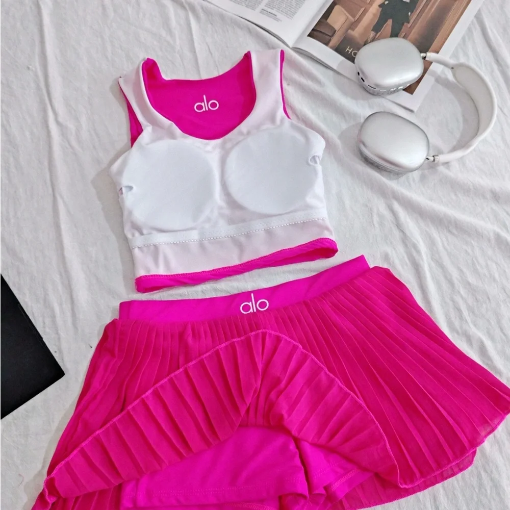 ALO Yoga Fuchsia Skirt Set